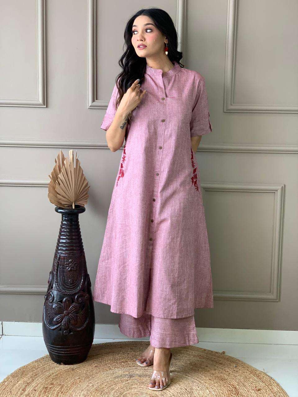 Elegant Black Kurta Set with Pink Embroidery | Women’s Ethnic Outfit (BLACKLUXE CRAFTS) - BLACKLUXECRAFTS