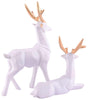 White Resin Deer Figurine Set with Golden Antlers – Elegant Reindeer Statues for Modern Home Décor & Gifting (BLACKLUXE CRAFTS) - BLACKLUXECRAFTS