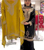 Women's Faux Georgette Embroidered Straight Kurti with Palazzo & Dupatta Set (BLACKLUXE CRAFTS) - BLACKLUXECRAFTS