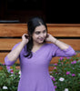 Women's Cotton V-neck Solid Straight Kurti With Pant Purple Or Orange (BLACKLUXE CRAFTS) - BLACKLUXECRAFTS