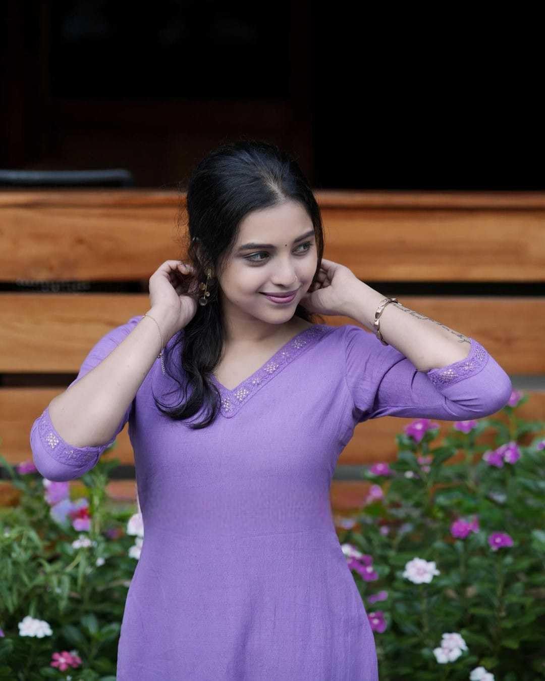 Women's Cotton V-neck Solid Straight Kurti With Pant Purple Or Orange (BLACKLUXE CRAFTS) - BLACKLUXECRAFTS