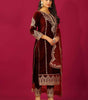 Maroon Velvet Straight Suit with Heavy Golden Embroidery & Net Dupatta | Party & Wedding Wear (BLACKLUXE CRAFTS) - BLACKLUXECRAFTS