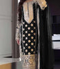 Black Embroidered Pakistani Suit with Heavy Silver Zari & Sequin Work | Designer Salwar Kameez with Dupatta for Women (BLACKLUXE CRAFTS) - BLACKLUXECRAFTS