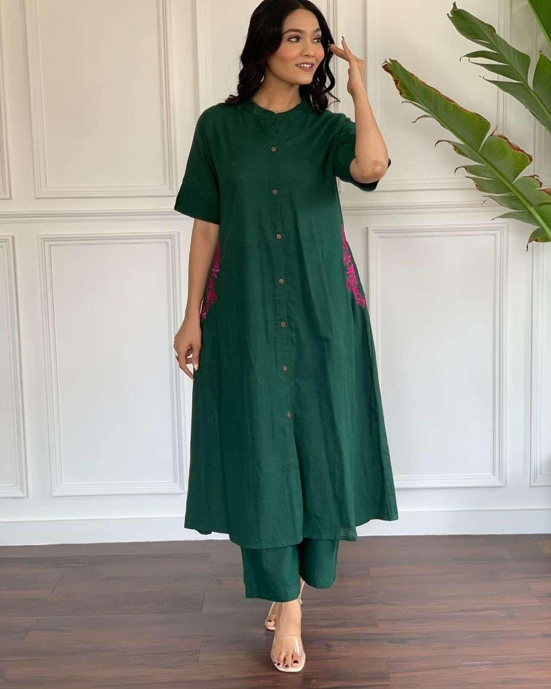 Elegant Black Kurta Set with Pink Embroidery | Women’s Ethnic Outfit (BLACKLUXE CRAFTS) - BLACKLUXECRAFTS