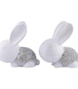 Elegant White Bunny Couple Figurines – Handmade Resin Rabbit Statues with Silver Detailing for Home Décor & Gifting (BLACKLUXE CRAFTS) - BLACKLUXECRAFTS