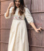 Cream Cotton Embroidered Dress – Handcrafted Floral Boho Ethnic Wear for Women (BLACKLUXE CRAFTS) - BLACKLUXECRAFTS
