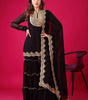 Women's Faux Georgette Embroidered Kurti With Plazzo and Dupatta Set (BLACKLUXE CRAFTS) - BLACKLUXECRAFTS