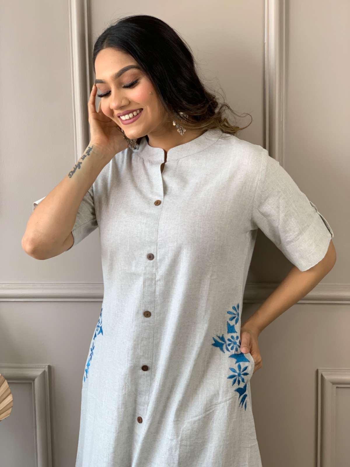 Elegant Black Kurta Set with Pink Embroidery | Women’s Ethnic Outfit (BLACKLUXE CRAFTS) - BLACKLUXECRAFTS