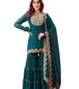 Women's Faux Georgette Embroidered Kurti With Plazzo and Dupatta Set (BLACKLUXE CRAFTS) - BLACKLUXECRAFTS