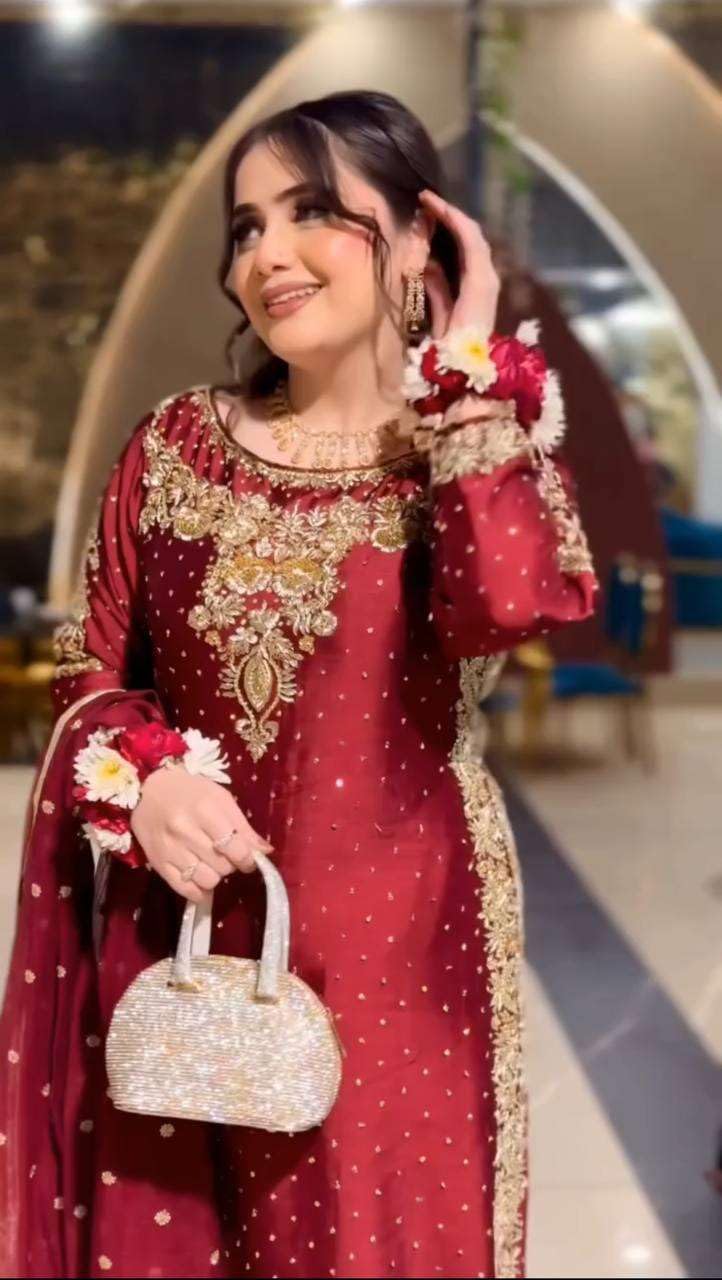 Maroon Embroidered Salwar Kameez with Dupatta | Luxury Indian Wedding & Party Wear for Women | Designer Ethnic Outfit (BLACKLUXE CRAFTS) - BLACKLUXECRAFTS