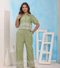 Women’s Cotton Co-Ord Set – Short Sleeve Shirt with Embroidery & Wide Leg Pants (BLACKLUXE CRAFTS) - BLACKLUXECRAFTS