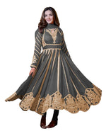 Women's Faux Georgette Embroidered Sequence Work Anarkali Kurti Gown with Net Dupatta (BLACKLUXE CRAFTS) - BLACKLUXECRAFTS