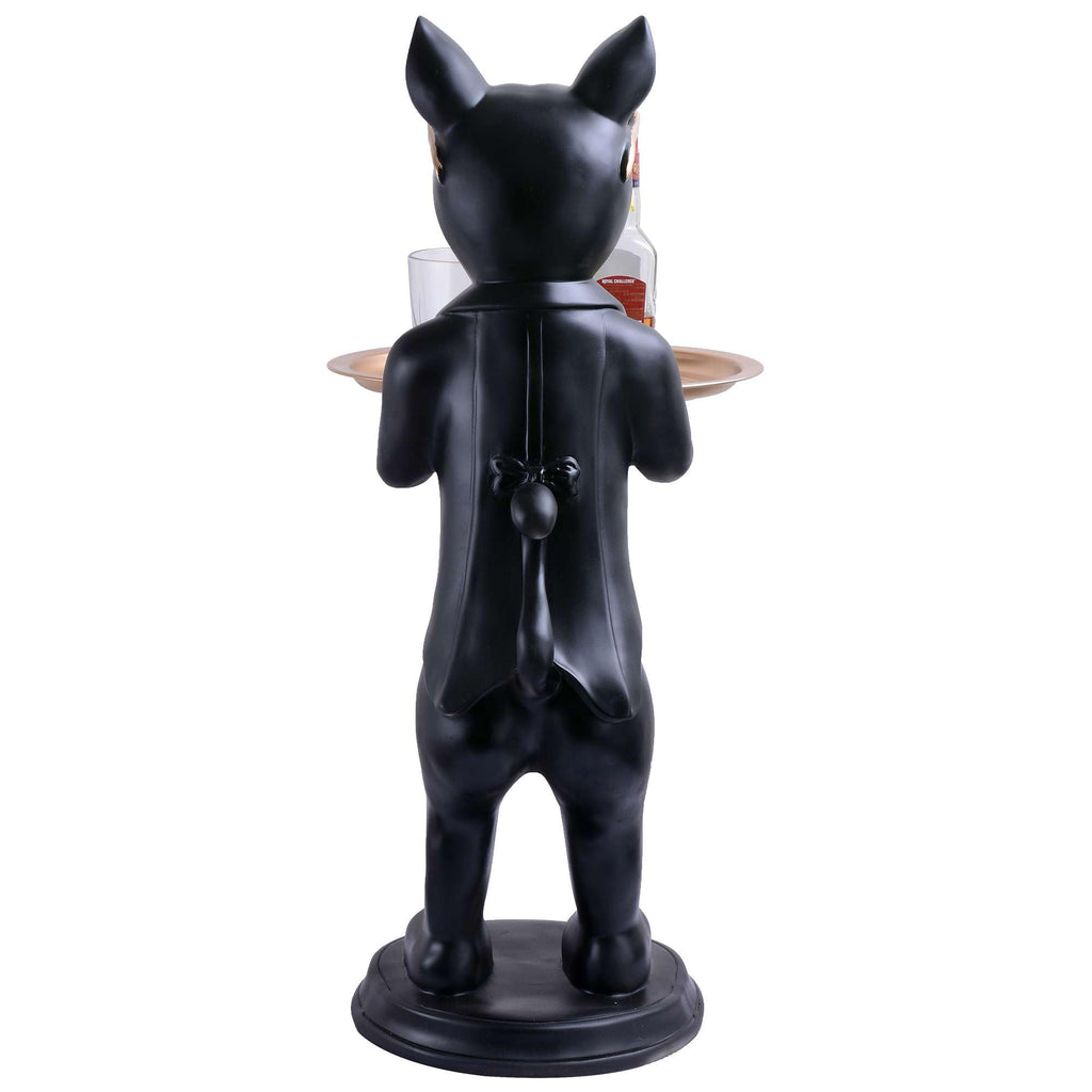 Elegant Dog Butler Statue with Tray – Black Resin Animal Figurine for Bar, Kitchen & Home Décor (BLACKLUXE CRAFTS) - BLACKLUXECRAFTS
