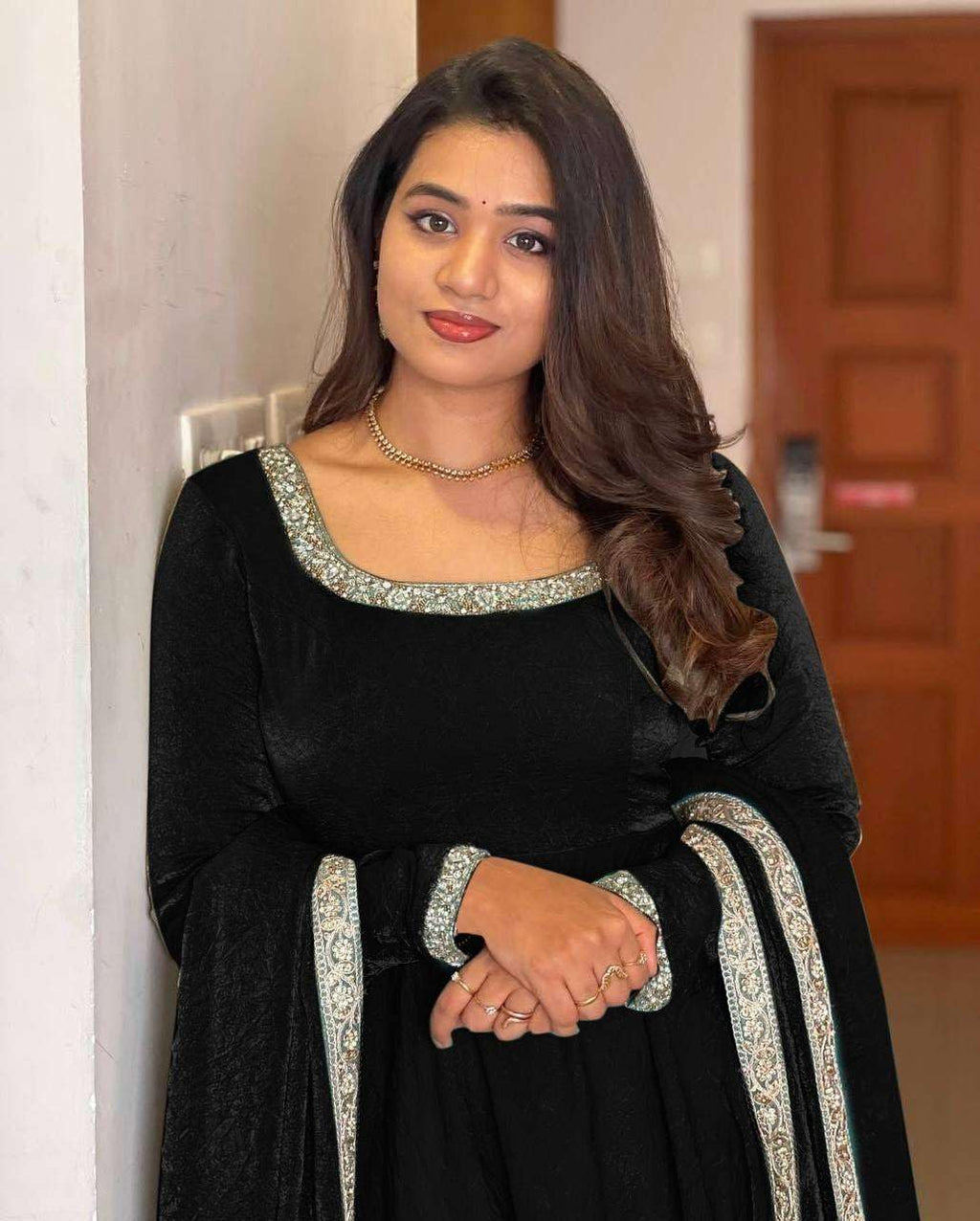 Women's Fandy Silk Embroidered Anarkali Kurti Gown With Dupatta Set (BLACKLUXE CRAFTS) - BLACKLUXECRAFTS