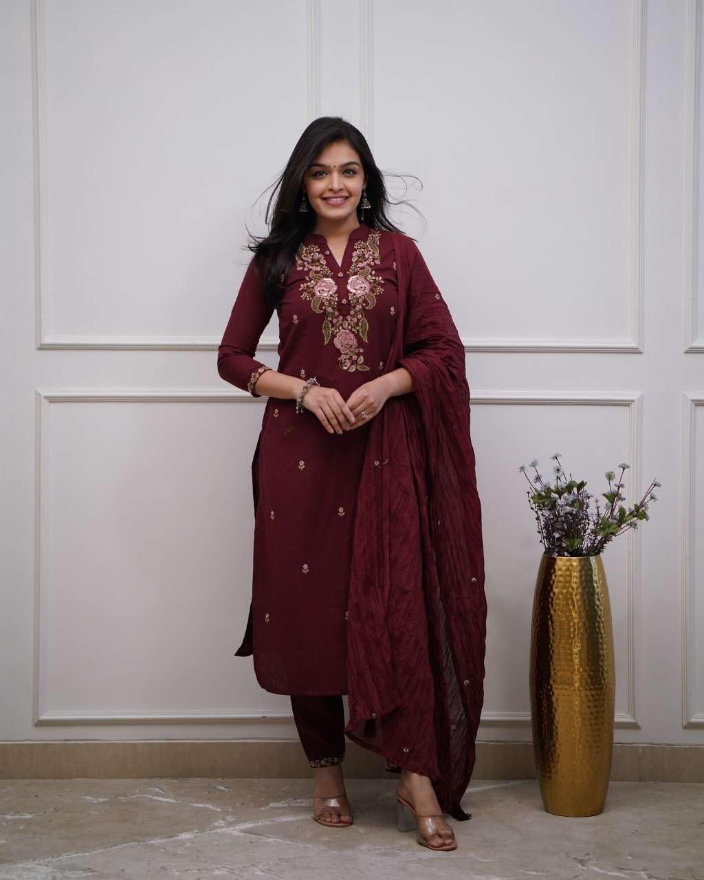 Designer Embroidered Kurta Set with Dupatta – Elegant Party & Festive Wear for Women (BLACKLUXE CRAFTS) - BLACKLUXECRAFTS
