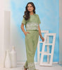 Women’s Cotton Co-Ord Set – Short Sleeve Shirt with Embroidery & Wide Leg Pants (BLACKLUXE CRAFTS) - BLACKLUXECRAFTS