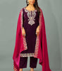 Velvet Embroidered Suit Set with Pink Dupatta – Designer Indian Wedding & Festive Wear Outfit (BLACKLUXE CRAFTS) - BLACKLUXECRAFTS