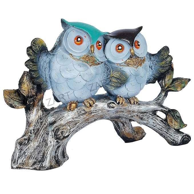 Handcrafted Owl Couple Figurine on Tree Branch – Resin Love Birds Statue for Home Décor, Living Room & Gifting (BLACKLUXE CRAFTS) - BLACKLUXECRAFTS