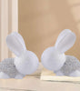 Elegant White Bunny Couple Figurines – Handmade Resin Rabbit Statues with Silver Detailing for Home Décor & Gifting (BLACKLUXE CRAFTS) - BLACKLUXECRAFTS