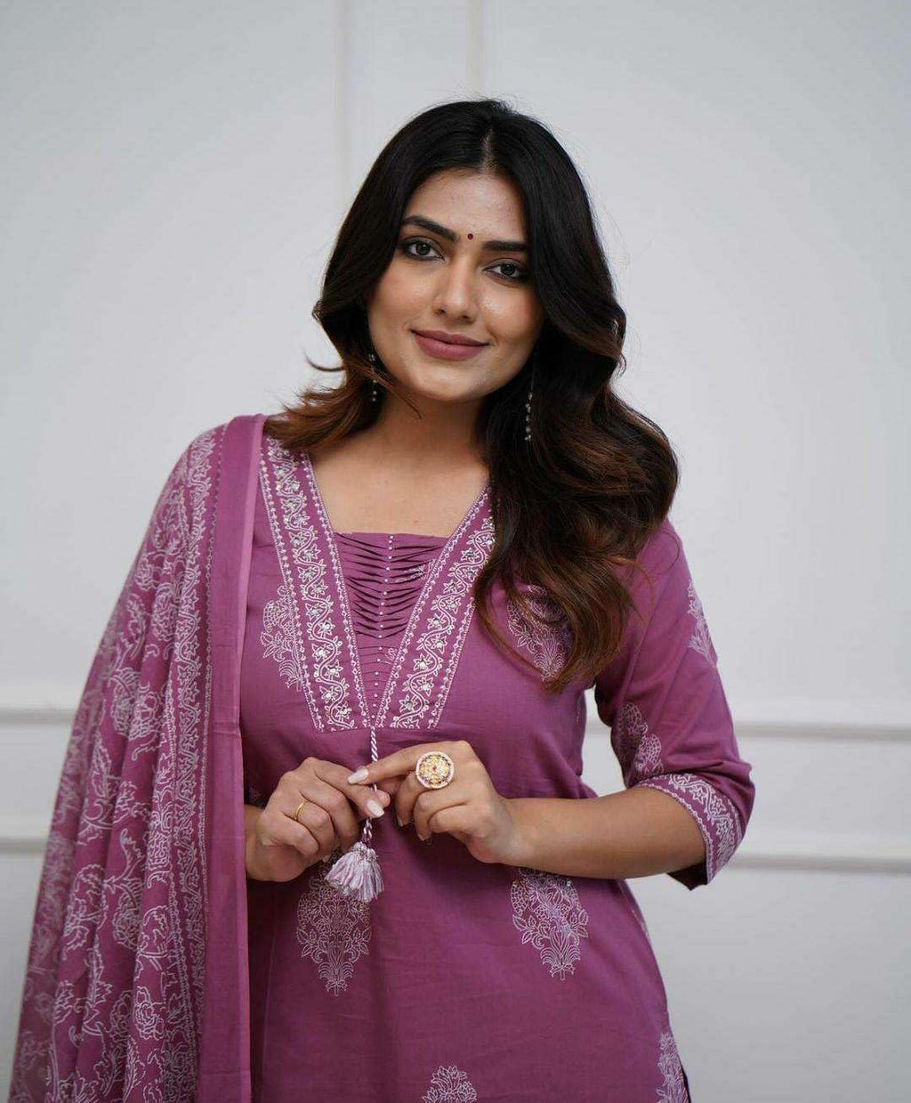 Embroidered Cotton Kurta Set with Dupatta – Elegant Indian Ethnic Wear for Women (BLACKLUXE CRAFTS) - BLACKLUXECRAFTS