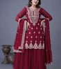 Women's Georgette Embroidered Kurti With Sharara & Dupatta Set (BLACKLUXE CRAFTS) - BLACKLUXECRAFTS