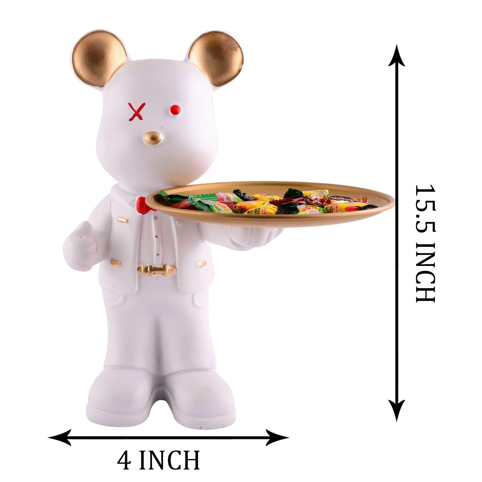 Handmade Resin Bear Candy Holder – White Decorative Animal Snack Tray | Modern Home Decor, Tabletop Organizer & Gift from India (BLACKLUXE CRAFTS) - BLACKLUXECRAFTS