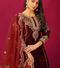 Maroon Velvet Straight Suit with Heavy Golden Embroidery & Net Dupatta | Party & Wedding Wear (BLACKLUXE CRAFTS) - BLACKLUXECRAFTS