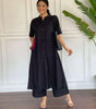 Elegant Black Kurta Set with Pink Embroidery | Women’s Ethnic Outfit (BLACKLUXE CRAFTS) - BLACKLUXECRAFTS
