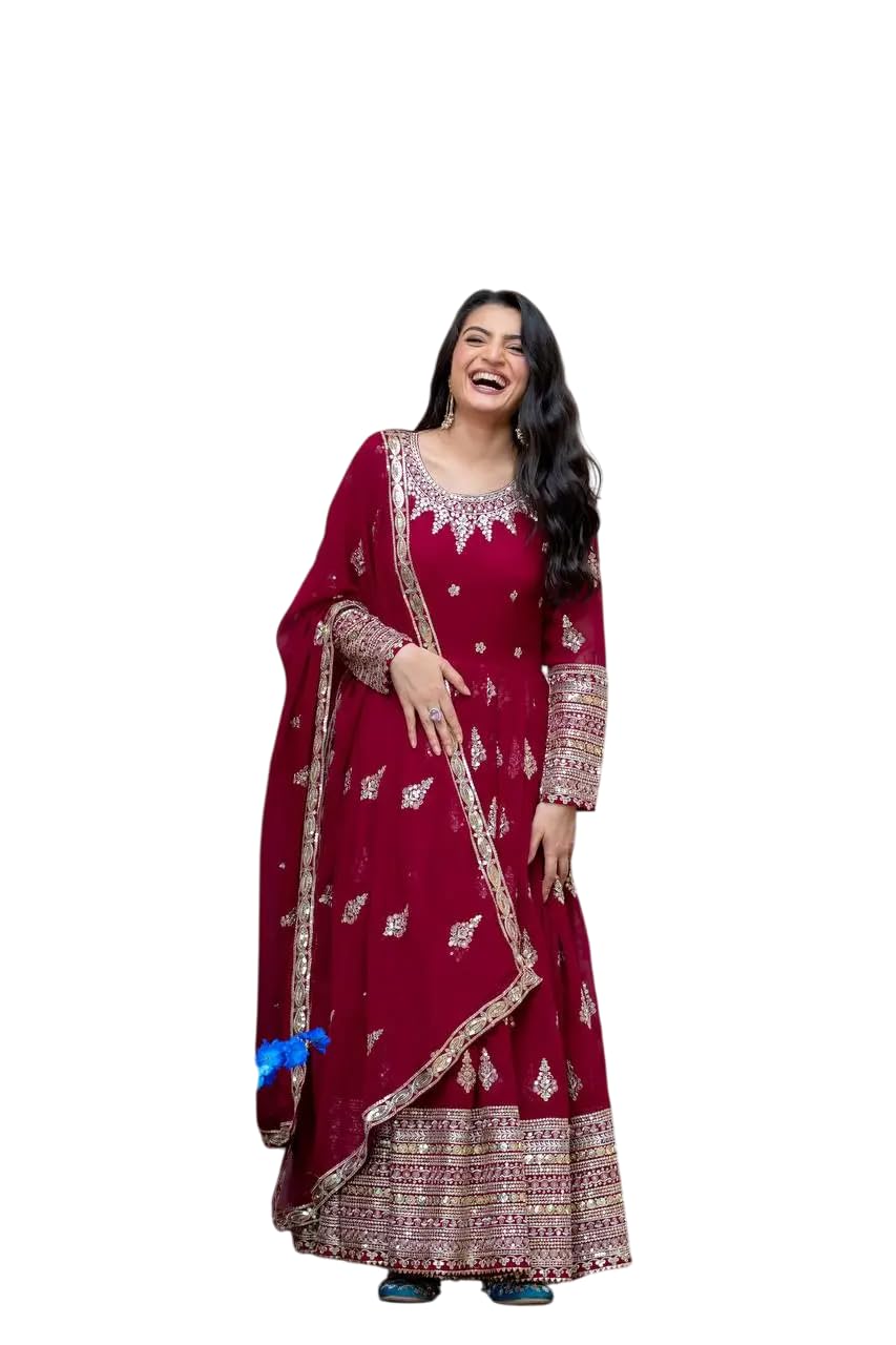 Embroidered Anarkali Suit with Dupatta – Festive Wedding Party Wear Indian Outfit for Women (BLACKLUXE CRAFTS) - BLACKLUXECRAFTS