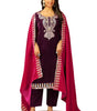 Velvet Embroidered Suit Set with Pink Dupatta – Designer Indian Wedding & Festive Wear Outfit (BLACKLUXE CRAFTS) - BLACKLUXECRAFTS