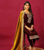 Velvet Embroidered Suit Set with Pink Dupatta – Designer Indian Wedding & Festive Wear Outfit (BLACKLUXE CRAFTS) - BLACKLUXECRAFTS