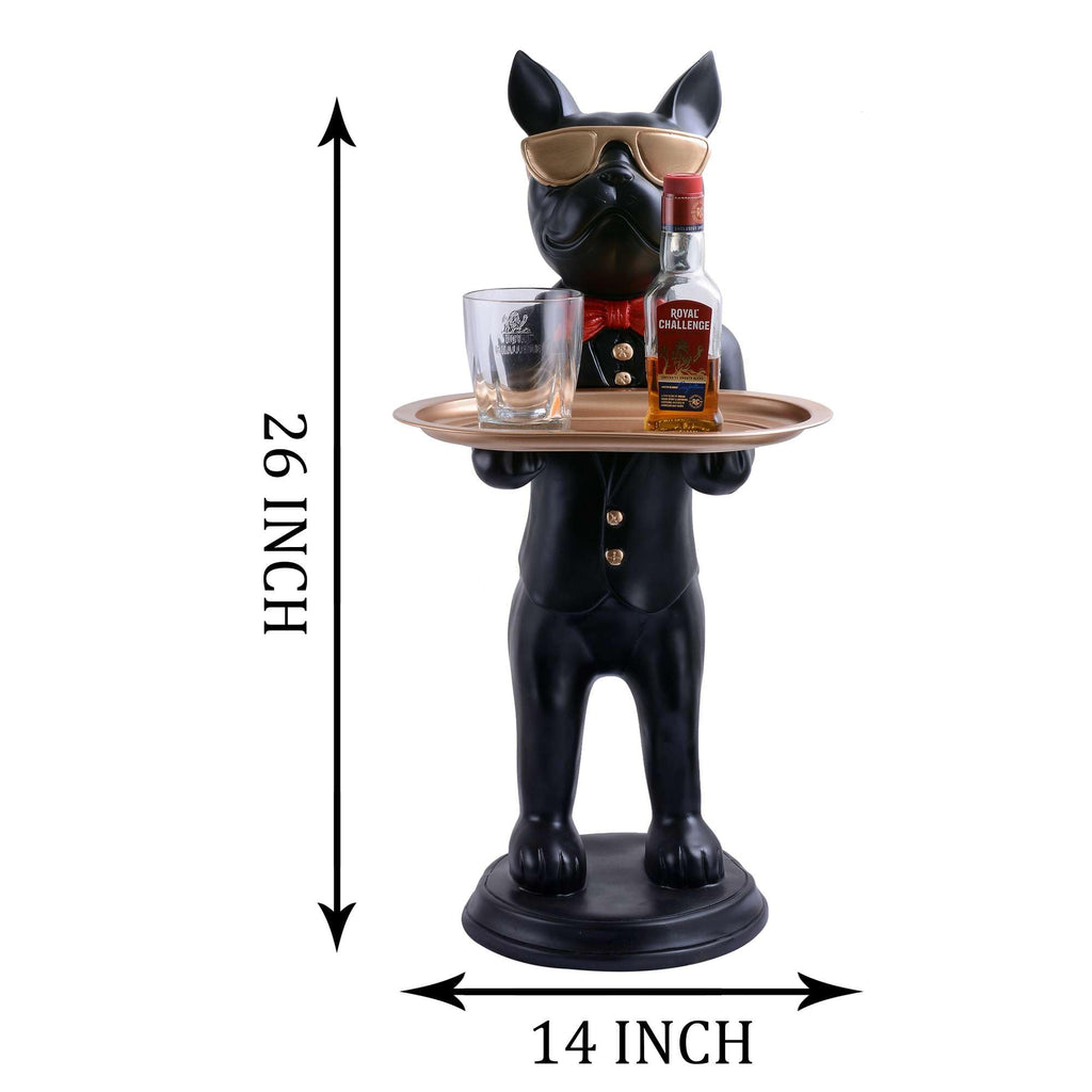 Elegant Dog Butler Statue with Tray – Black Resin Animal Figurine for Bar, Kitchen & Home Décor (BLACKLUXE CRAFTS) - BLACKLUXECRAFTS