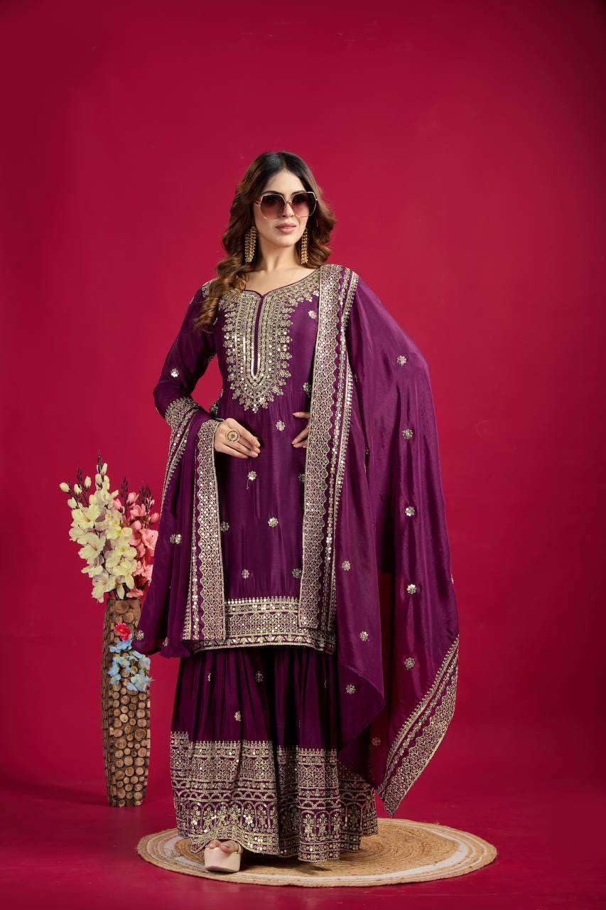 Black Embroidered Sharara Suit with Dupatta | Designer Indian Ethnic Wear | Party & Wedding Outfit for Women (BLACKLUXE CRAFTS) - BLACKLUXECRAFTS