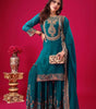 Women's Faux Georgette Ensemble with Embroidery & Sequence Work Kurti With Sharara and Dupatta Set (BLACKLUXE CRAFTS) - BLACKLUXECRAFTS