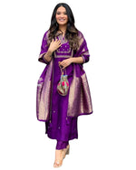Luxury Fuchsia Pink Embroidered Silk Kurta Set with Dupatta – Indian Ethnic Party Wear for Women (BLACKLUXE CRAFTS) - BLACKLUXECRAFTS