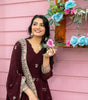 Maroon Anarkali Dress with Embroidered Dupatta | Indian Pakistani Party Wear Long Gown for Women (BLACKLUXE CRAFTS) - BLACKLUXECRAFTS