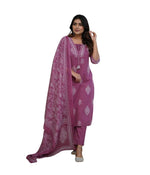 Embroidered Cotton Kurta Set with Dupatta – Elegant Indian Ethnic Wear for Women (BLACKLUXE CRAFTS) - BLACKLUXECRAFTS