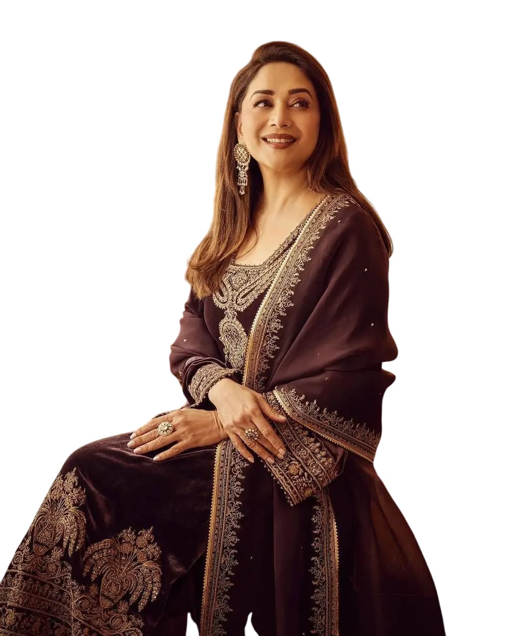 Designer Brown Velvet Embroidered Salwar Suit with Dupatta – Luxury Indian Ethnic Party Wear Outfit for Women (BLACKLUXE CRAFTS) - BLACKLUXECRAFTS