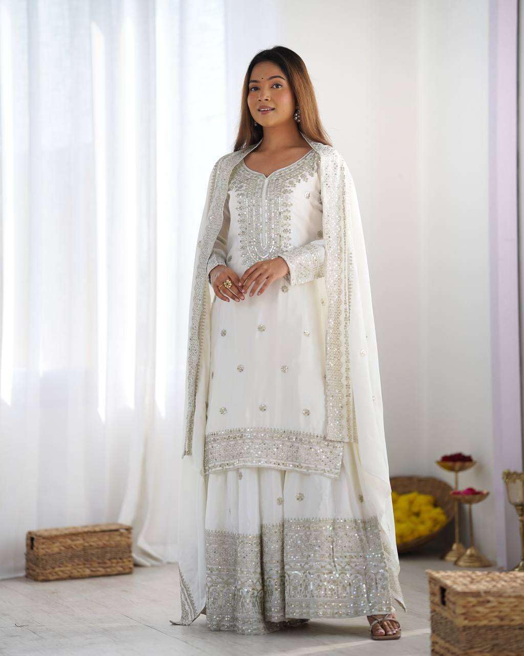 Mirror Work Sharara Suit with Dupatta | Indian Designer Ethnic Wear | Party & Wedding Outfit for Women (BLACKLUXE CRAFTS) - BLACKLUXECRAFTS