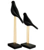 Elegant Black Bird Figurines on Golden Stand – Handmade Resin Decorative Sculpture Set for Modern Home & Office Decor (BLACKLUXE CRAFTS) - BLACKLUXECRAFTS