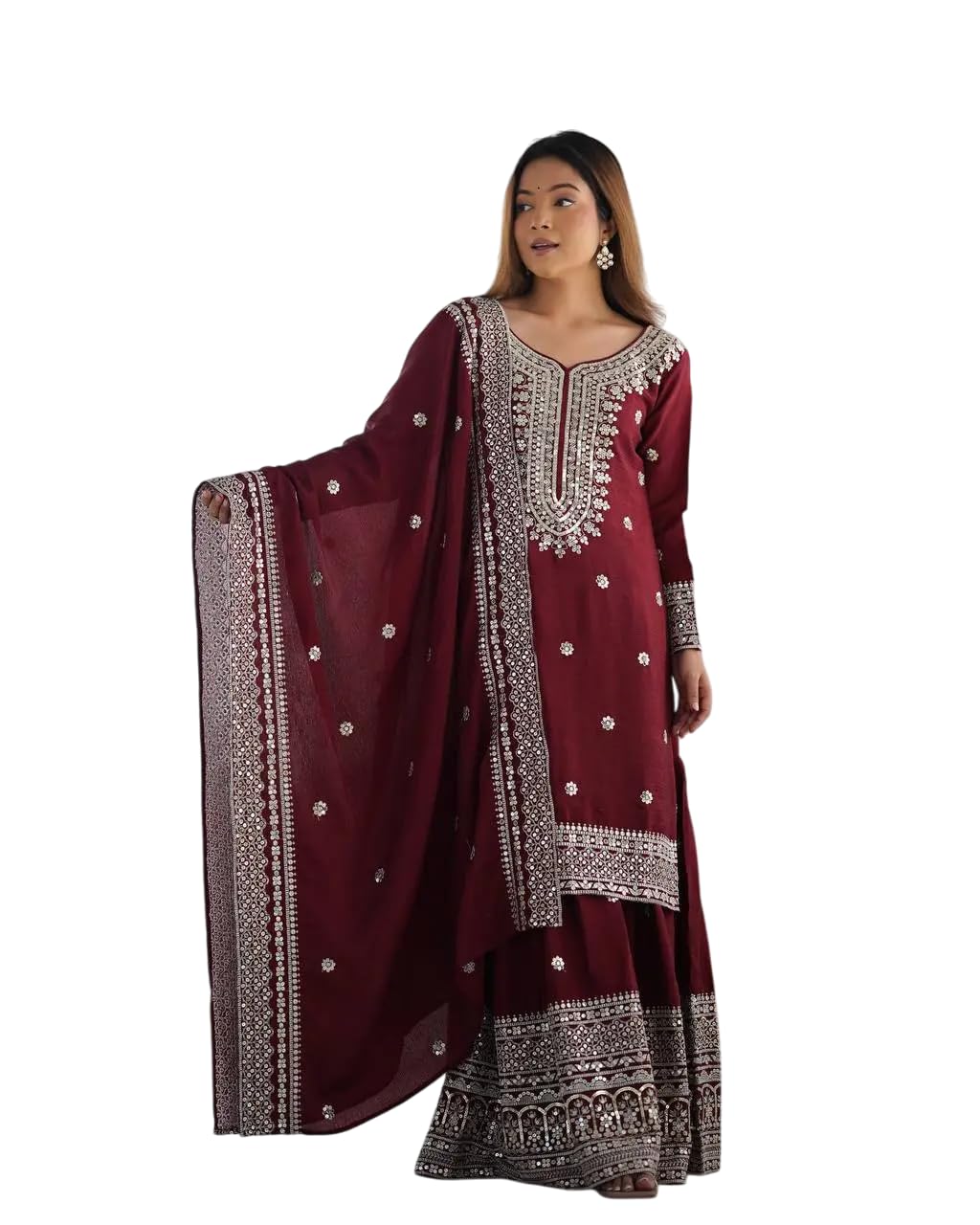 Mirror Work Sharara Suit with Dupatta | Indian Designer Ethnic Wear | Party & Wedding Outfit for Women (BLACKLUXE CRAFTS) - BLACKLUXECRAFTS