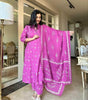 Women's Cotton Embroidered Anarkali Kurti with Pant and Dupatta Set (BLACKLUXE CRAFTS) - BLACKLUXECRAFTS