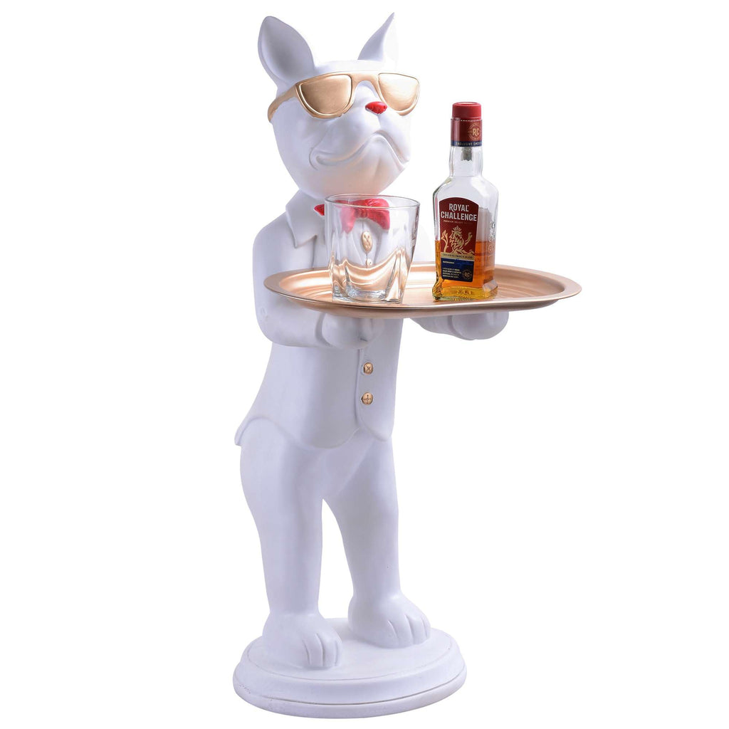 Luxury Rabbit Butler Statue with Tray – White Resin Animal Figurine for Home, Bar & Restaurant Décor (BLACKLUXE CRAFTS) - BLACKLUXECRAFTS