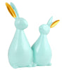 Handmade Aqua Blue Bunny Couple Figurine – Modern Resin Rabbit Statue with Golden Ears for Home Décor & Gifting (BLACKLUXE CRAFTS) - BLACKLUXECRAFTS
