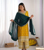 Women's Chinnon Silk Embroidered Straight Kurti With Pants and Dupatta Set (BLACKLUXE CRAFTS) - BLACKLUXECRAFTS