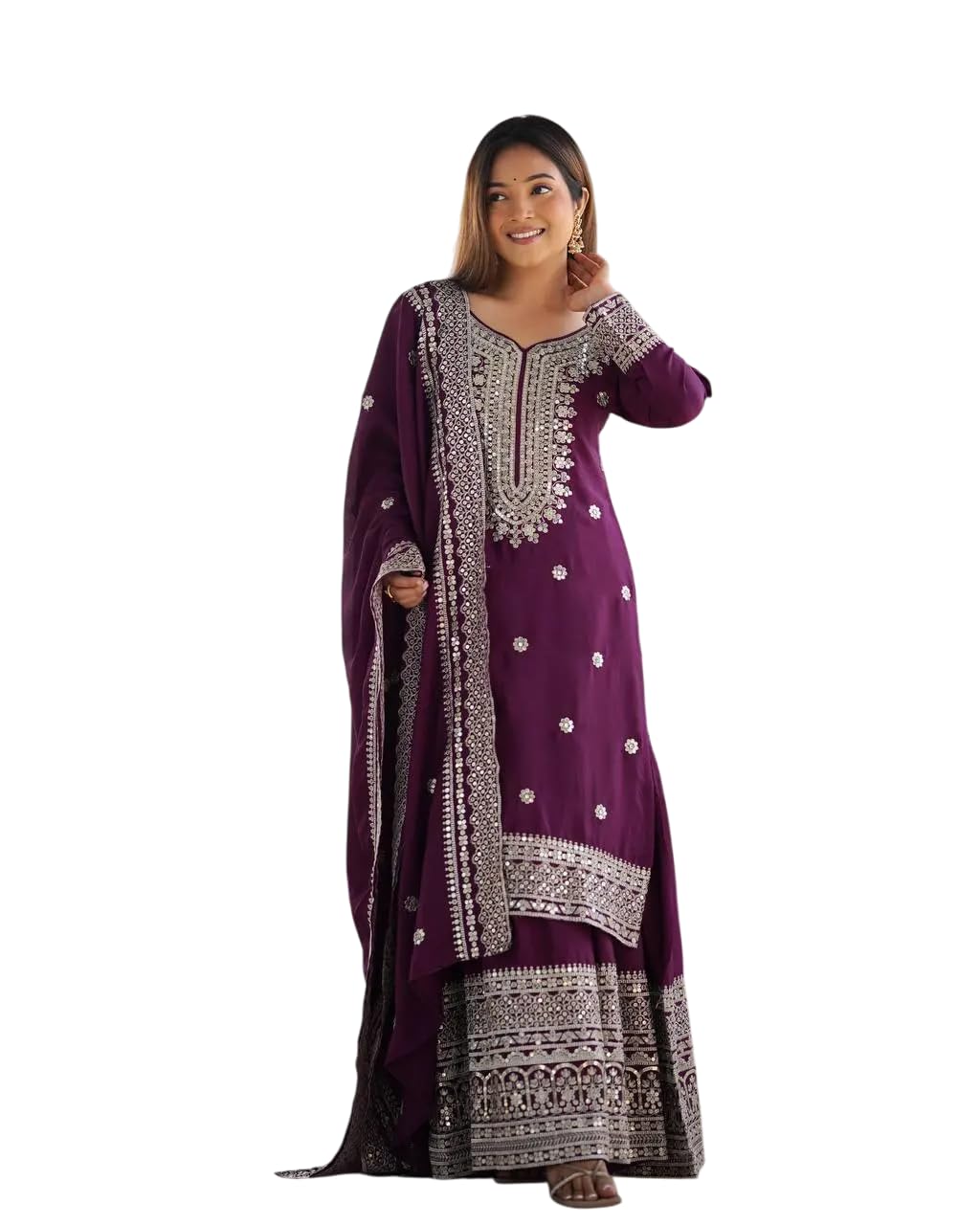 Mirror Work Sharara Suit with Dupatta | Indian Designer Ethnic Wear | Party & Wedding Outfit for Women (BLACKLUXE CRAFTS) - BLACKLUXECRAFTS
