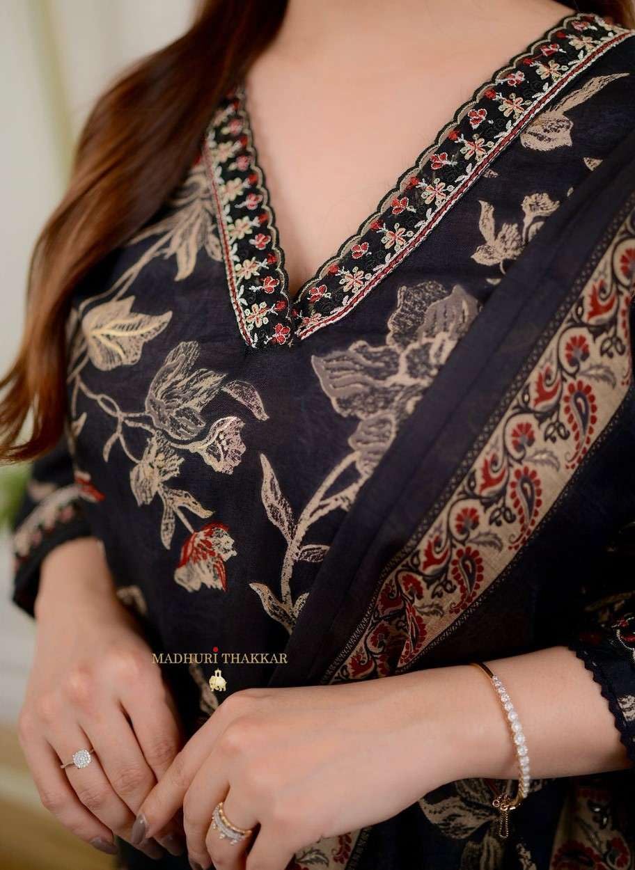 Black Floral Printed Kurta Set with Dupatta – Women’s Ethnic Suit for Festive & Casual Wear (BLACKLUXE CRAFTS) - BLACKLUXECRAFTS
