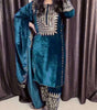 Women's Viscose Velvet Embroidery and Sequence Work Straight Kurti with Pant & Dupatta Set (Teal Blue-M)(BLACKLUXE CRAFTS) - BLACKLUXECRAFTS