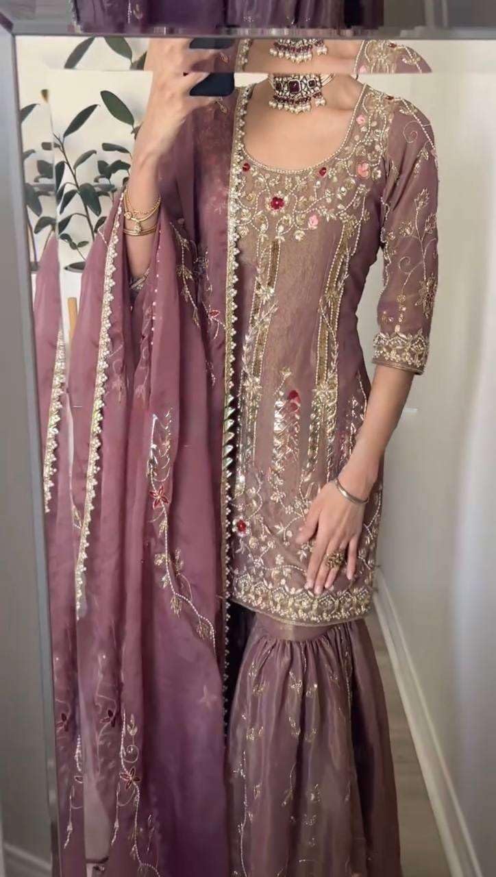 Designer Mauve Embroidered Sharara Suit with Dupatta – Heavy Party Wear Indian Ethnic Outfit for Women
(BLACKLUXE CRAFTS) - BLACKLUXECRAFTS