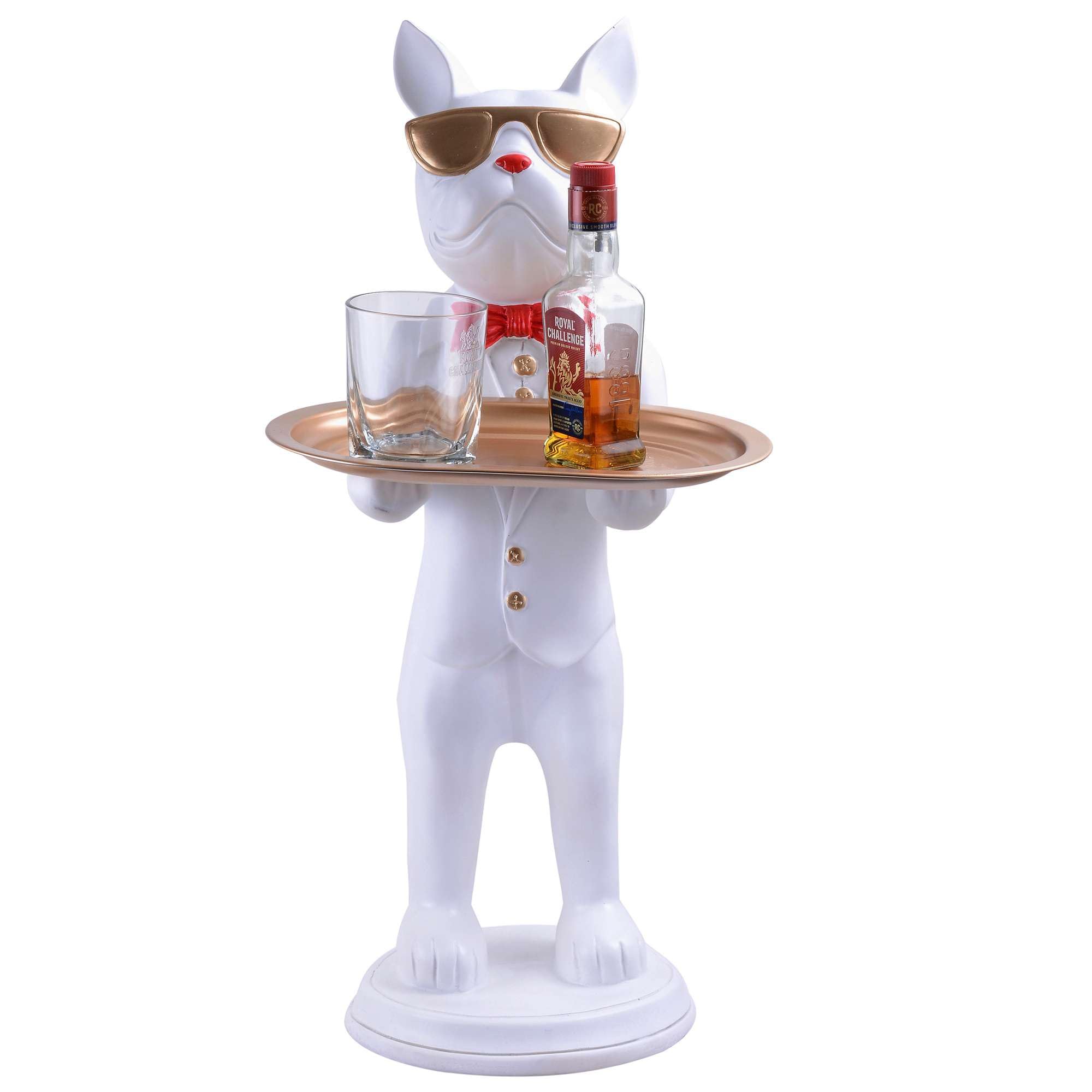 Luxury Rabbit Butler Statue with Tray – White Resin Animal Figurine for Home, Bar & Restaurant Décor (BLACKLUXE CRAFTS) - BLACKLUXECRAFTS
